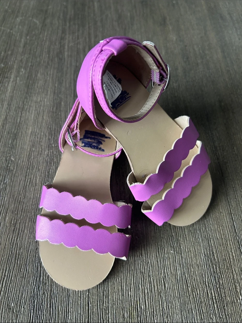 Janie and Jack Girls' Purple Scalloped Double Strap Sandals, Sz.6, Mew w/Tag.